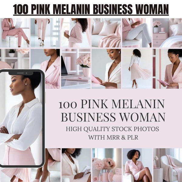 100 Pink Melanin Business Woman Stock Photos Bundle