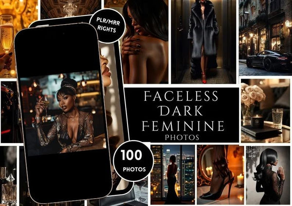 100 Dark Feminine Luxury Aesthetic Photo Bundle