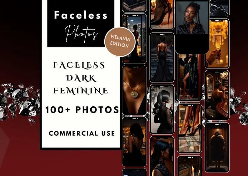 100 Dark Feminine Luxury Aesthetic Photo Bundle