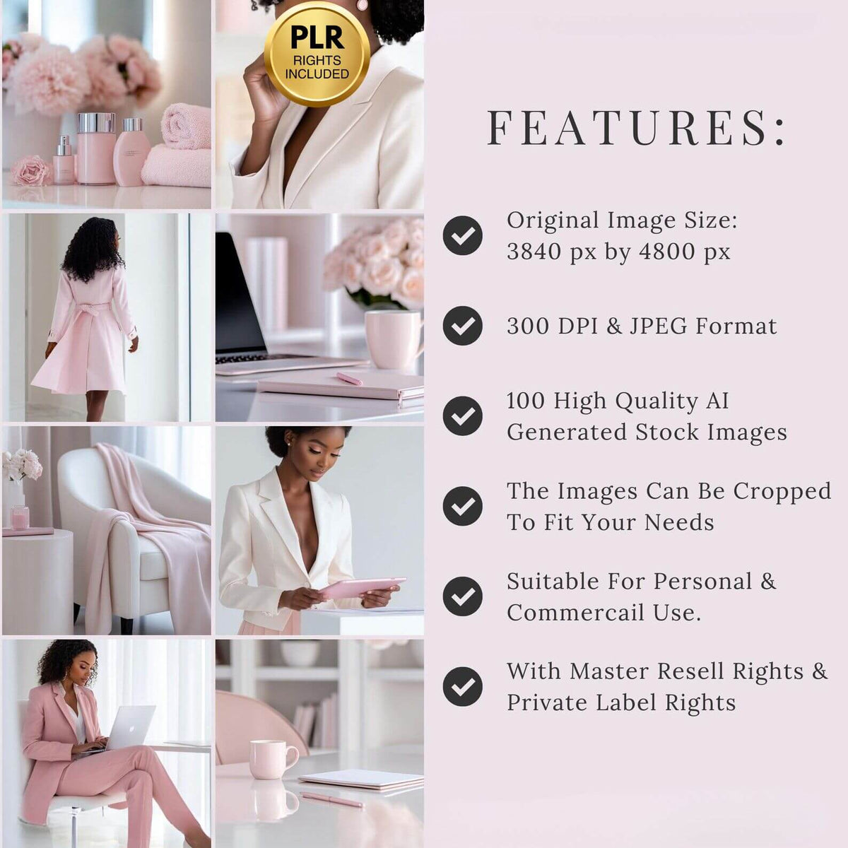100 Pink Melanin Business Woman Stock Photos Bundle