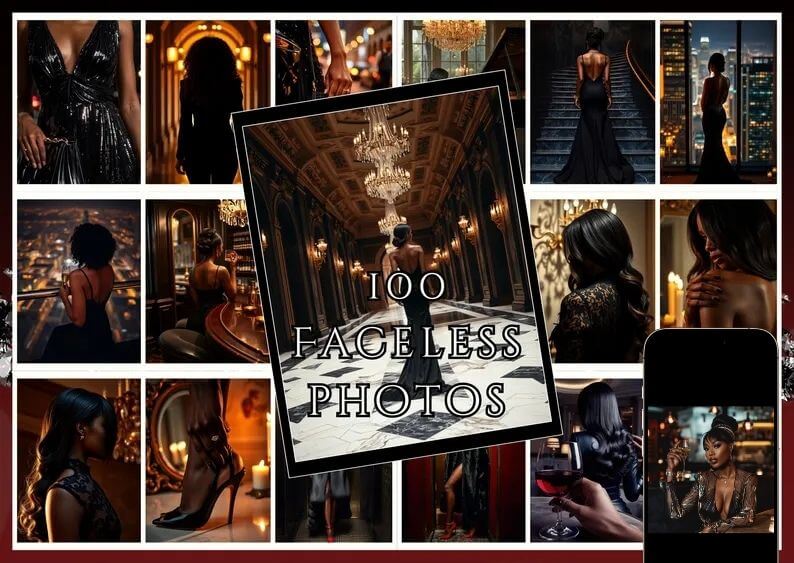 100 Dark Feminine Luxury Aesthetic Photo Bundle