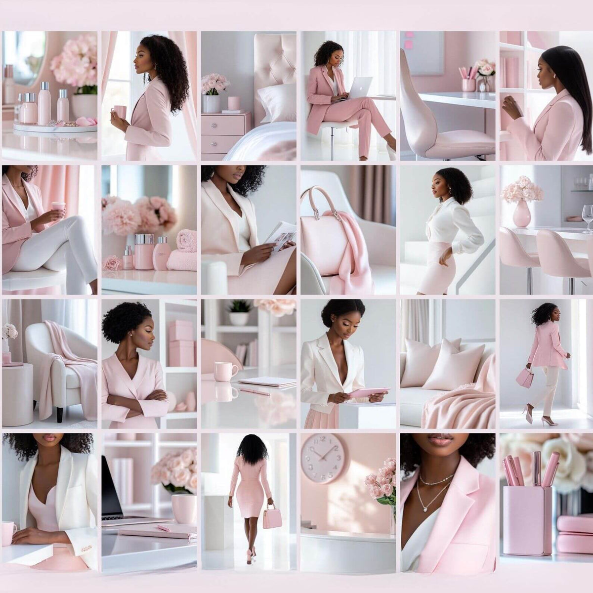 100 Pink Melanin Business Woman Stock Photos Bundle