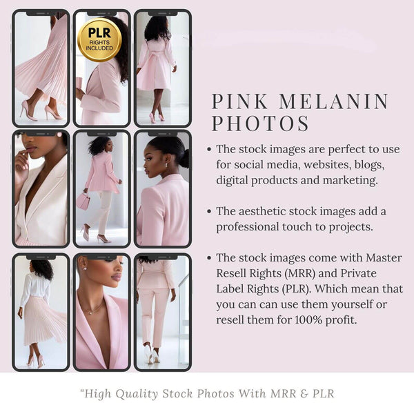100 Pink Melanin Business Woman Stock Photos Bundle