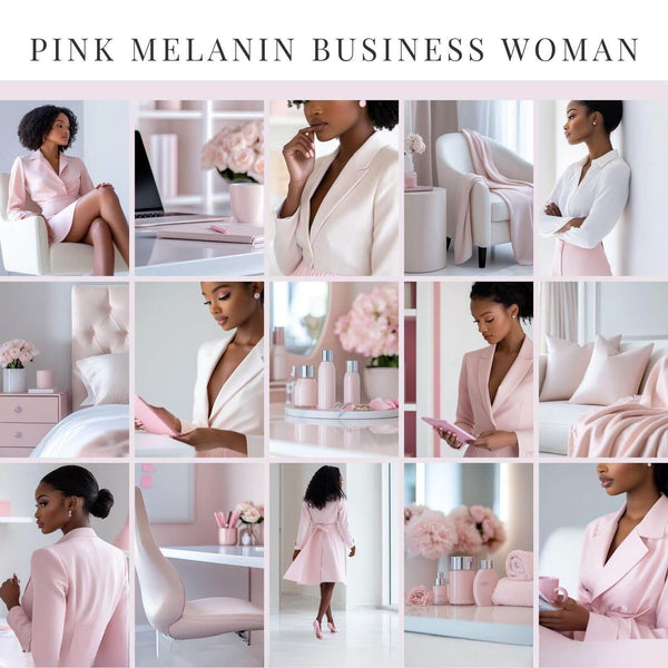 100 Pink Melanin Business Woman Stock Photos Bundle