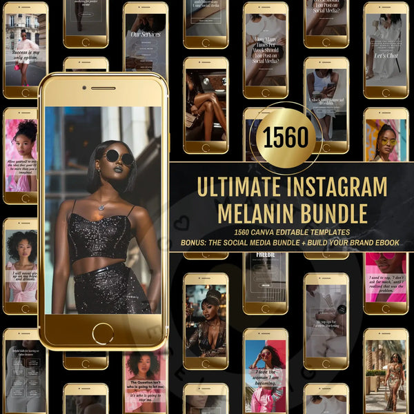 1560 Melanin Social Media Bundle + Editable Templates