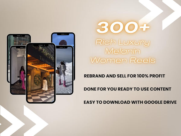 3,000+ Melanin Luxury Content Bank | Faceless Reels for Social Media