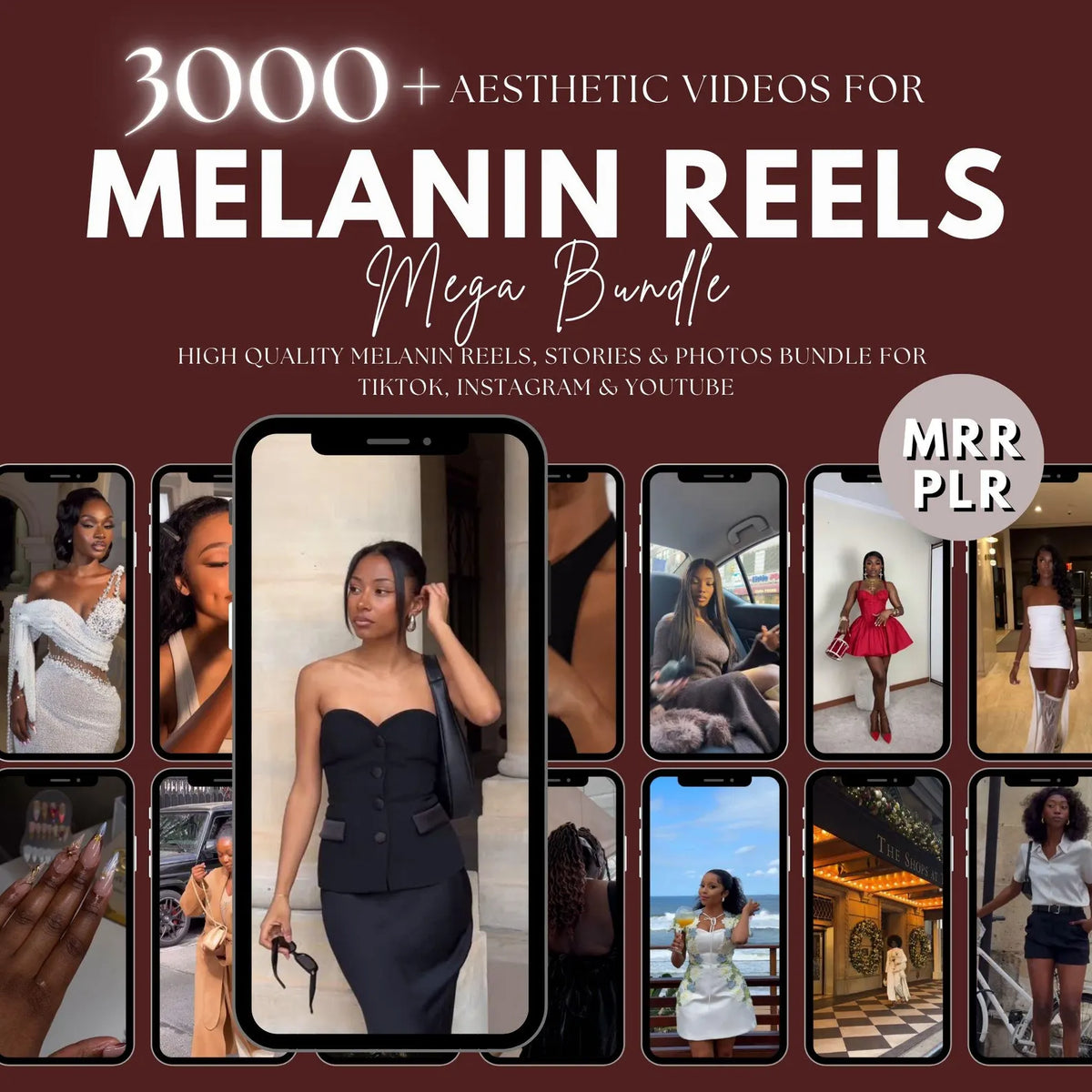 3,000+ Melanin Luxury Content Bank | Faceless Reels for Social Media