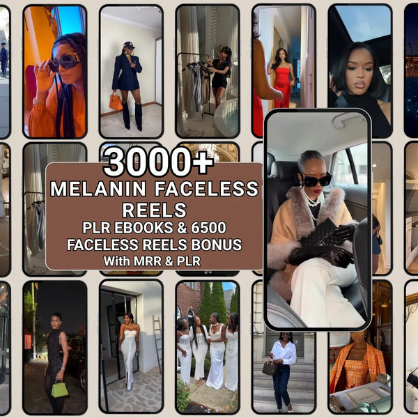 3,000+ Melanin Luxury Content Bank | Faceless Reels for Social Media