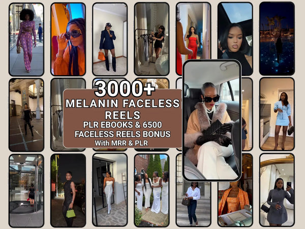 3,000+ Melanin Luxury Content Bank | Faceless Reels for Social Media