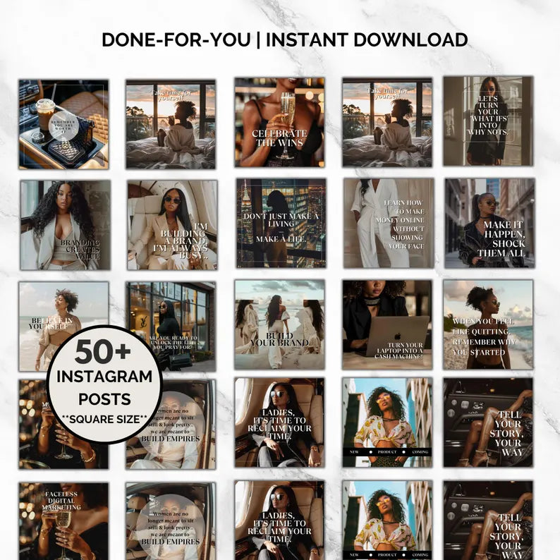 Melanin Instagram Post Templates for Faceless Digital Marketing